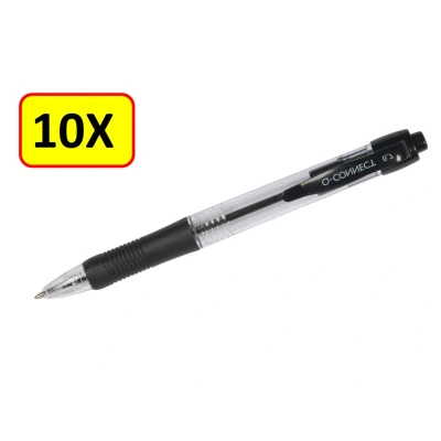 Afbeelding van 10 x Q CONNECT balpen retractable 0,7 mm medium punt zwart