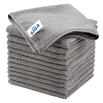 Afbeelding van MR.SIGA Microfiber Reinigingsdoek, Multifunctionele handdoeken, Streak Free Cleaning Rags, Pack van 12, Grijs, Maat 32 x cm (12,6 12,6 inch)