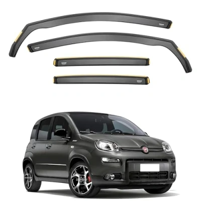 Afbeelding van ISPEED 4 stuks windschermen voor Fiat Panda MK3 2011 2024 5 deurs hatchback houdt je auto geventileerd in de regen, vermindert windturbulentie, getint type