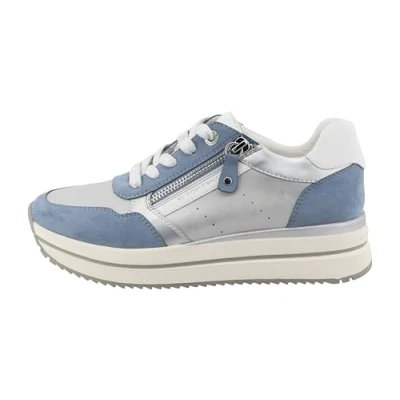 Afbeelding van TOM Tailor Sneakers laag, Dames, Maat: 37, Silver/sky Imitatieleer/ textiel