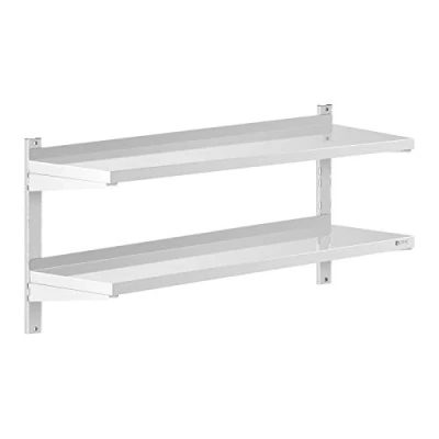 Afbeelding van Royal Catering Wandrek van roestvrij staal 2 planken 40 x 120 cm
