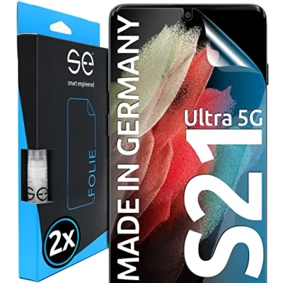 Afbeelding van S.E Samsung Galaxy S21 Ultra displaybeschermfolie, eenvoudige installatie, stofvrij, luchtbelvrij, TPU technologie Ultra, gemaakt in Herford, 2 stuks