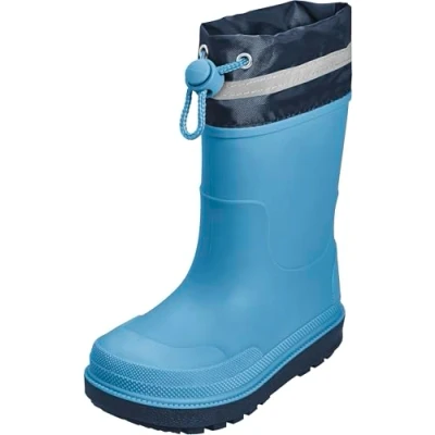 Image de Playshoes Bottes de pluie unisexes pour enfant en caoutchouc doublées, Doublure bleue, 21 EU
