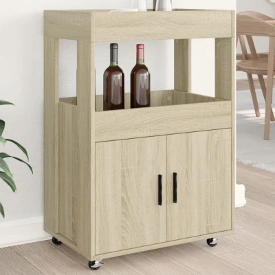 Afbeelding van Drankkar 60x39,5x89 cm bewerkt hout sonoma eikenkleurig