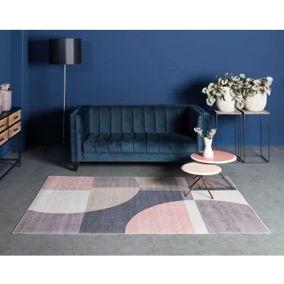 Afbeelding van Vloerkleed Geo No.3 Roze/goud 70x140 Cm