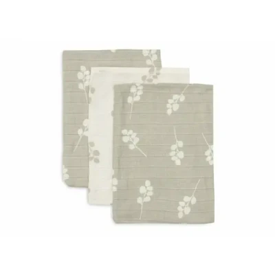 Afbeelding van Jollein Washandjes Hydrofiel 3st Twig Olive Green