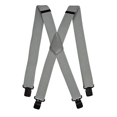 Afbeelding van Olata Bretels voor heren, breed, X, met extra brede zwarte clips, 4 cm, Lichtgrijs