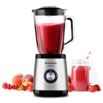 Afbeelding van Taurus Magnum 1300 blender W, glazen kan van 1,5 l, 4 afneembare messen roestvrij staal, ijsversnipperaar, BPA vrij, vaatwasmachinebestendig, 2 snelheden + Turbo