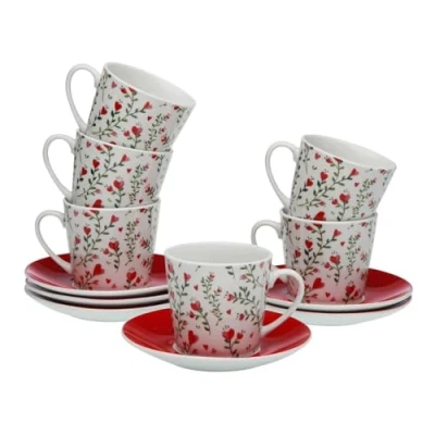 Afbeelding van Set van koffiekopjes Versa Hartjes 6 Stuks Porselein