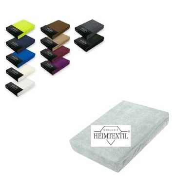 Afbeelding van EXKLUSIV HEIMTEXTIL Badstof hoeslaken premium merk 180 200 x cm zilver