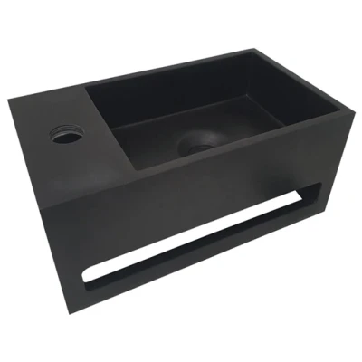 Afbeelding van Wiesbaden Julia fontein links Solid surface 35 x 20 16 cm mat zwart