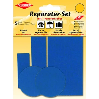 Afbeelding van Kleiber 5 delige set patches van nylon, voor het repareren kleding, blauw