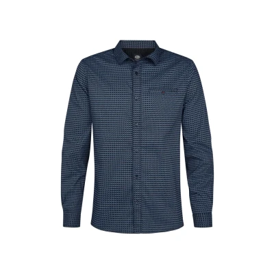 Afbeelding van Petrol Industries Heren All over Print Overhemd Fond du Lac Blauw Maat XXXL