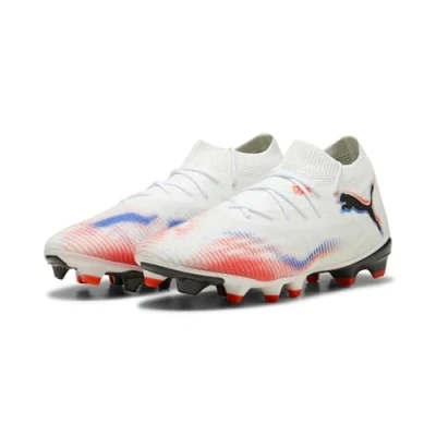 Image de PUMA FUTURE 8 MATCH FG/AG Football Boots Women, Chaussures, Blanc/Noir/Glowing Rouge, 37.5