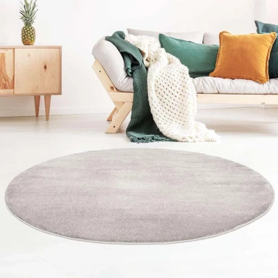 Afbeelding van Rond Vloerkleed Effen Velours Gala Grijs 120 Cm