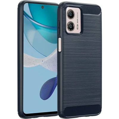 Afbeelding van imoshion Hoesje Geschikt voor Motorola Moto G53 Siliconen Brushed Backcover Donkerblauw