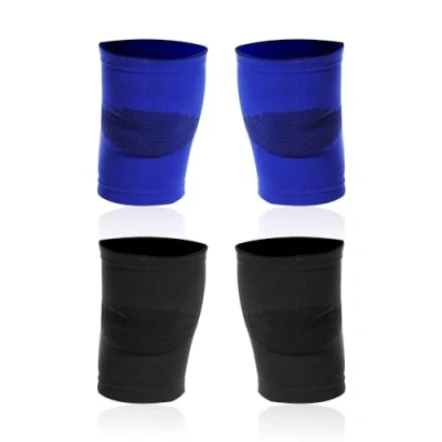 Afbeelding van 2 paar kniebeschermers voor kinderen, van katoen, sportkniebeschermers, ademend, elastische kniebeschermers, geschikt basketbal, voetbal, volleybal, badminton,