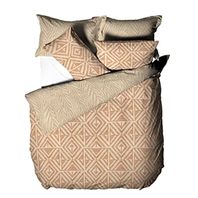 Afbeelding van furn. Tanza Dekbedovertrek en kussensloop, polykatoen, terracotta, koning