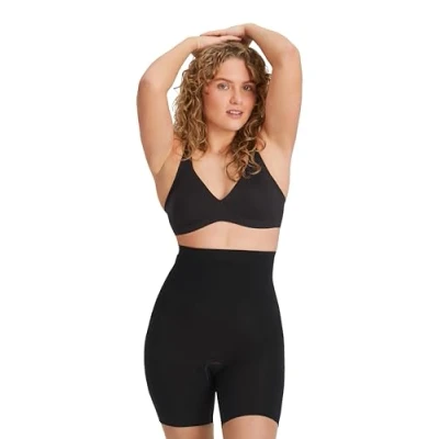 Afbeelding van FINN Shapewear Vormgevende slip voor dames, naadloos, compressieshort, figuurvormend, hoge taille, zwart.