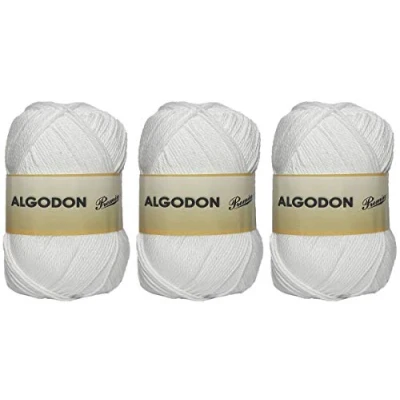 Afbeelding van Hoogwaardige katoenen bol van 100% katoen, perfect voor knutselen en handweven (wit 100 g, ca. 220 meter, 3 stuks)