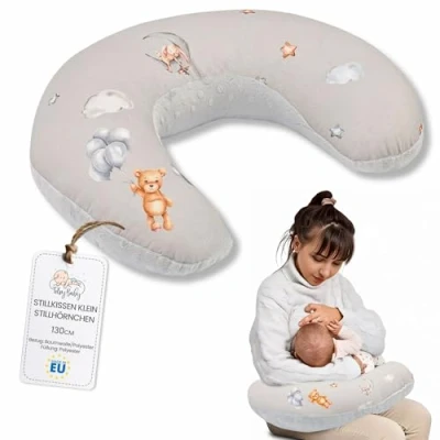 Afbeelding van Borstvoedings en zwangerschapskussen, 130 cm, voedingskussen voor baby&#039;s zwangerschapskussen zwangere vrouwen, minky klein teddybeer