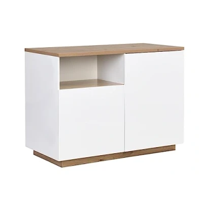 Afbeelding van Centraal keukeneiland met 2 deuren en 1 nis van mdf Naturel wit CORELINA L 120 cm x H 90 D 60
