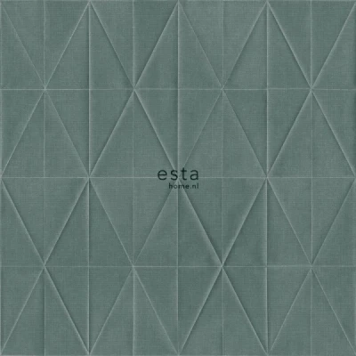Afbeelding van ESTAhome eco texture vliesbehang origami motief petrolblauw 148712 0,53 x 10,05 m