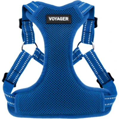 Afbeelding van Voyager Verstelbaar hondenharnas met reflecterende strepen door Best Pet Supplies, Sterk Full Body Vest, voorkomt trekken, riem D ring, ademend Koningsblauw, XS