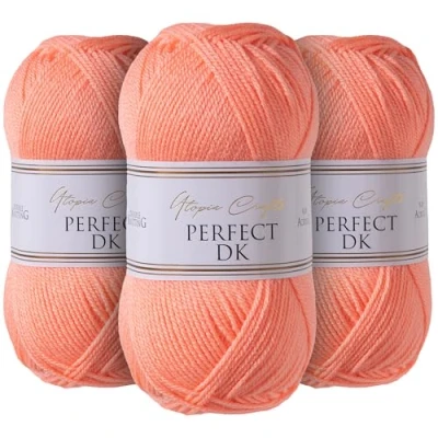 Afbeelding van Utopia Crafts DK Lot de 3 pelotes fil à tricoter double Rose pêche 100 g
