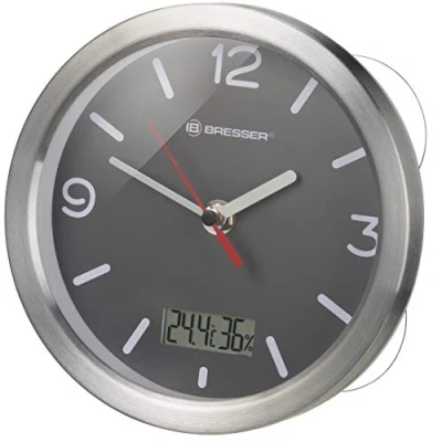 Afbeelding van Bresser MyTime Badkamerklok incl. Temperatuur en Hygrometer 17cm Grijs