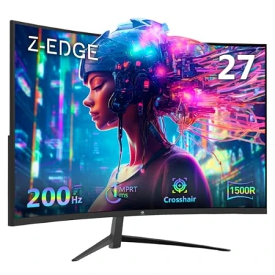 Afbeelding van Z Edge Gebogen gaming monitor 27 inch 200 Hz, 1 ms, FreeSync, FHD 1080P met DP kabel, 350 cd/m², 1500R VA frameloos, HDMI2.0 &amp; DP1.4, VESA, sRGB 99%, 178 kijkhoek, kantelbaar verstelbaar
