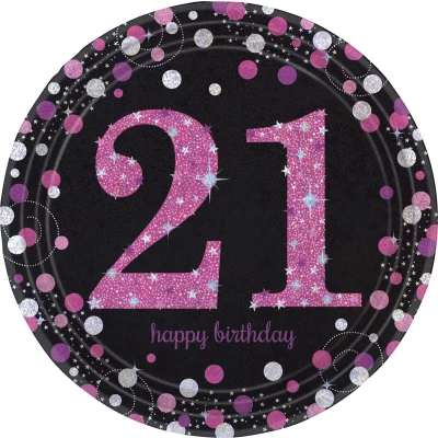 Afbeelding van Bord Sparkling 21 zwart roze 23cm 8 stuks