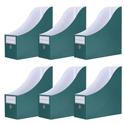 Afbeelding van Srvnpioy 6 stuks tijdschriftenmap van karton, rug 10 cm, afmetingen 26,7 x 26 10,2 voor documenten in A4 formaat, kleur: groen