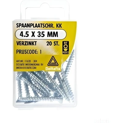 Afbeelding van Deltafix spaanplaatschroef platkop / kruiskop verzinkt 4.5 x 35 mm 20 st.