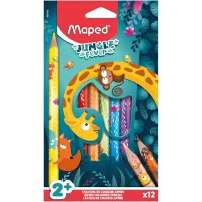Afbeelding van Maped kleurpotlood Jungle Fever Jumbo etui van 12 stuks assorti