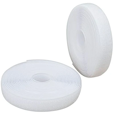Afbeelding van AERZETIX C65887 Band/rol 20 mm 5 meter zelf opvallend organizer / kabelbinder haakband tas riem kleur: wit polyamide en polyester