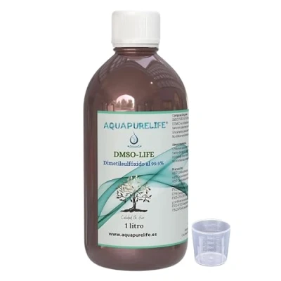 Afbeelding van AQUAPURELIFE® DMSO zuiverheidsdimethylsulfoxide 99,9% geschikt voor mengen of verdunnen Farmaceutische kwaliteit flessenverpakking van amberglas (1 liter DMSO)