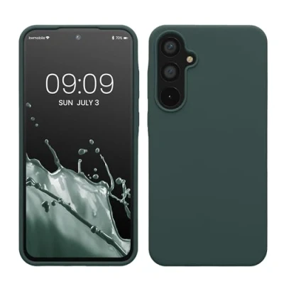Afbeelding van kwmobile telefoonhoesje geschikt voor Samsung Galaxy A55 5G Hoesje met siliconen coating Smartphone case in blauwgroen