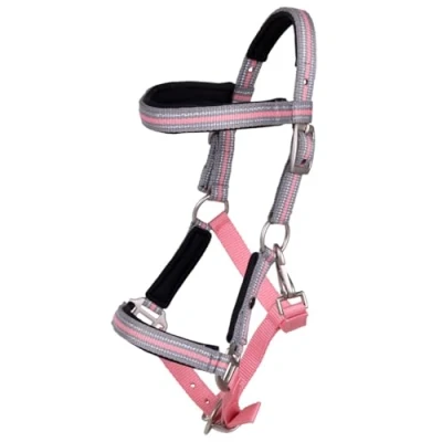 Afbeelding van QHP Halster veulen Flore met frontriem maat V2 flamingo pink