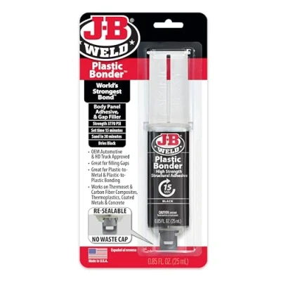 Afbeelding van JB WELD Black Plastic Bonder, zeer sterk lijmproduct op Urethaan basis tbv bumpers, spoilers, diffusers en ook Carbon te repareren. INCL. ONTVETTER IN VERSTUIVER FLACON