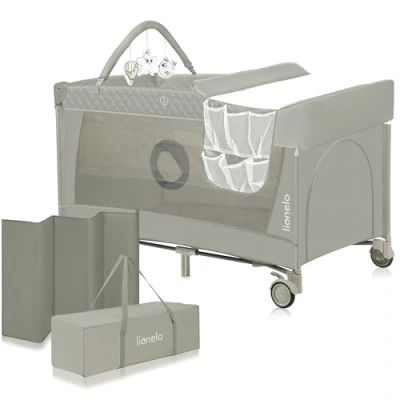 Image de LIONELO Flower 4 en 1, Lit Parapluie et Parc Bébé, Table à Langer Jouets, 2 Niveaux de Matelas, Ouverture Latérale, Roulettes Sac Transport, 0 36 Mois jusqu’à 15 kg