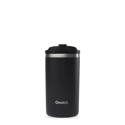 Afbeelding van QWETCH Thermosbeker Travel Matt Black 350ml Koffie en theethermoskan van roestvrij staal 6 uur warm 12 koud BPA vrij, waterdicht, reismok