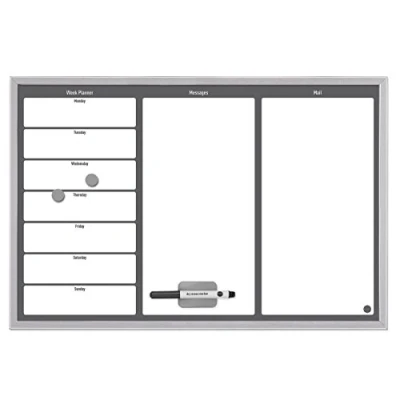 Afbeelding van Bi Office Wekelijkse planner + berichten notities 60 x 40 cm grijs