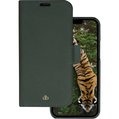Afbeelding van iPhone 14 Pro Max Bookcase hoesje dbramante1928 Effen Donkergroen Leer