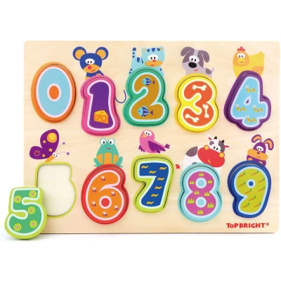 Afbeelding van Topbright Houten Puzzel Dieren en Cijfers, 10st.