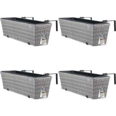 Afbeelding van Casaria Polyrattan Balkon Plantenbak 4 Stuks a 11 Liter Grijs