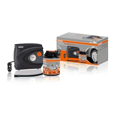 Afbeelding van OSRAM TYREseal SET ESSENTIAL Bandenafdichtmiddel 450 ml en hoogwaardige analoge bandenpomp, TPMS Safe, inclusief opbergtas