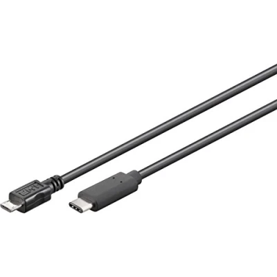 Afbeelding van USB Micro B naar C kabel USB2.0 tot 2A / zwart 0,50 meter