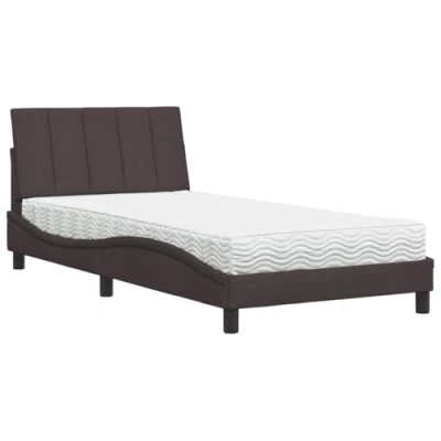 Afbeelding van vidaXL Bed met matras stof donkerbruin 100x200 cm