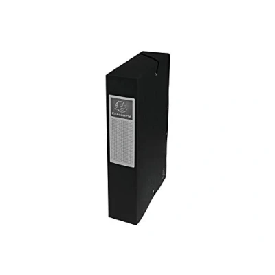 Afbeelding van Exacompta 8 stuks premium verzamelboxen met elastiek, 60 mm breed, van extra sterk gekleurd karton rugetiket, voor DIN A4, zwart, 50601E